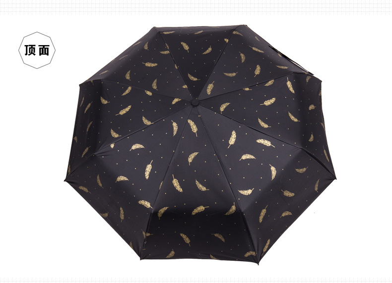 Bronzed feather umbrella for men and women stylish sun block umbrellas triple a fold manually folded vinyl umbrellas Bronzed feather umbrella for men and women stylish sun block umbrellas triple a fold manually folded vinyl umbrellas
