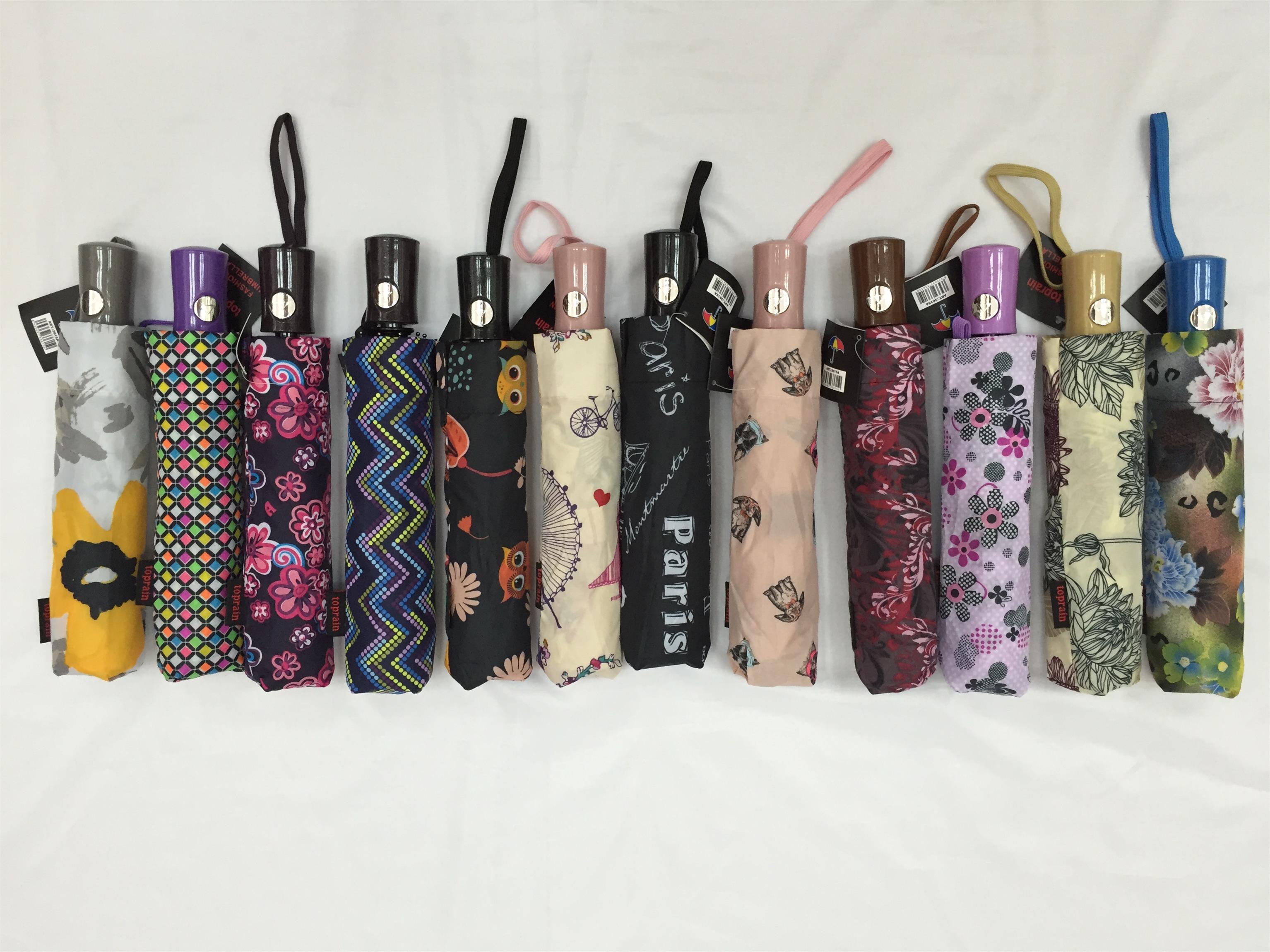 New Twelve Colors Mixed Dress Exotic Personality Three Fold Semi-automatic Umbrella