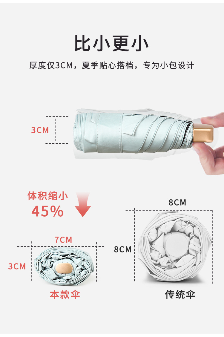Ultra Light Mini 50 fold Umbrella female Umbrella folding Sun Protection Uv Sun Rain Dual pocket vinyl sun 