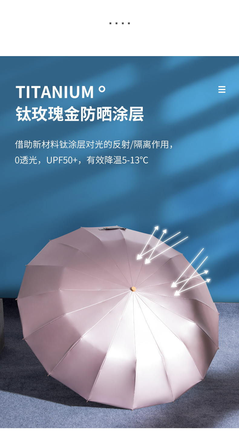 16 bone Reinforcement Wind and Rain Dual use Folding Large Sun umbrella to prevent ULTRAVIOLET light simple retro 16 bone Reinforcement Wind and Rain Dual use Folding Large Sun umbrella to prevent ULTRAVIOLET light simple retro