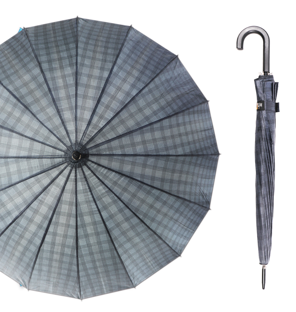2610G dark plaid umbrella 16 bone polyester fabric umbrella handle wholesale 2610G dark plaid umbrella 16 bone polyester fabric umbrella handle wholesale
