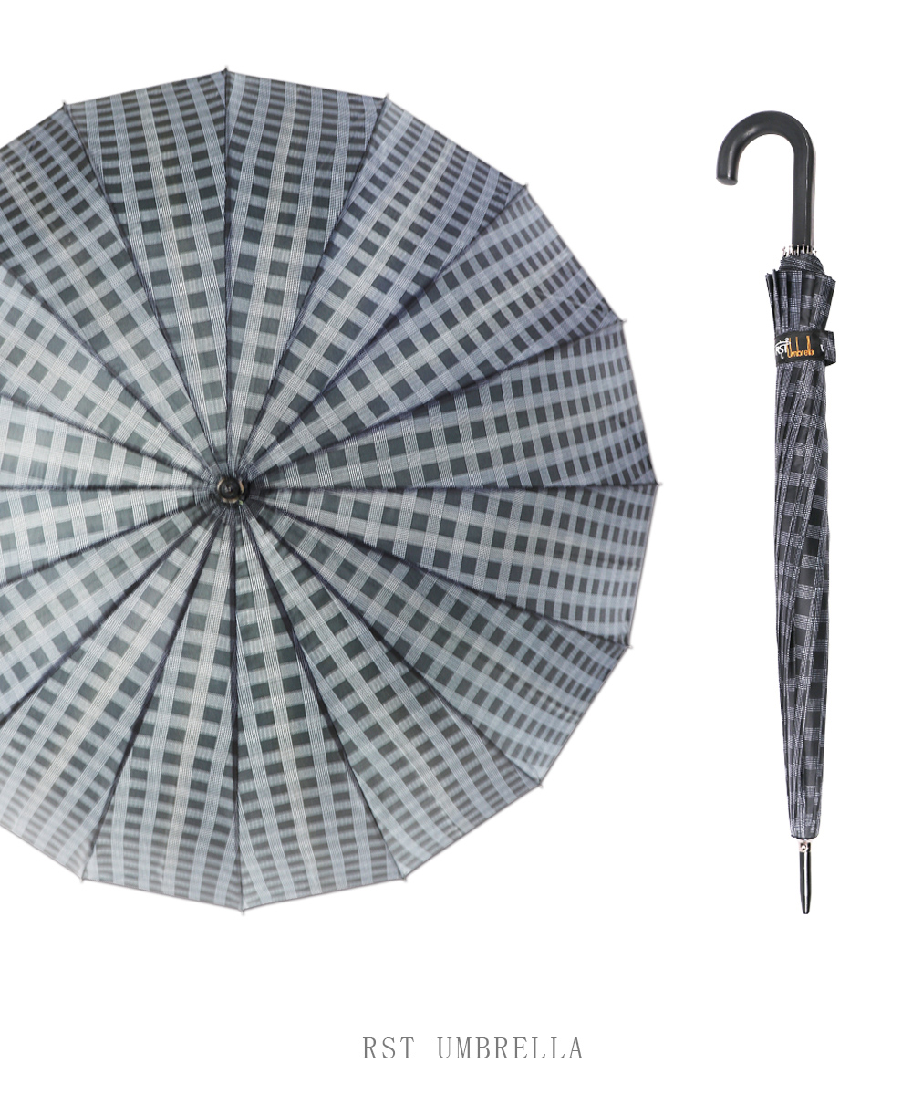 2610G dark plaid umbrella 16 bone polyester fabric umbrella handle wholesale 2610G dark plaid umbrella 16 bone polyester fabric umbrella handle wholesale