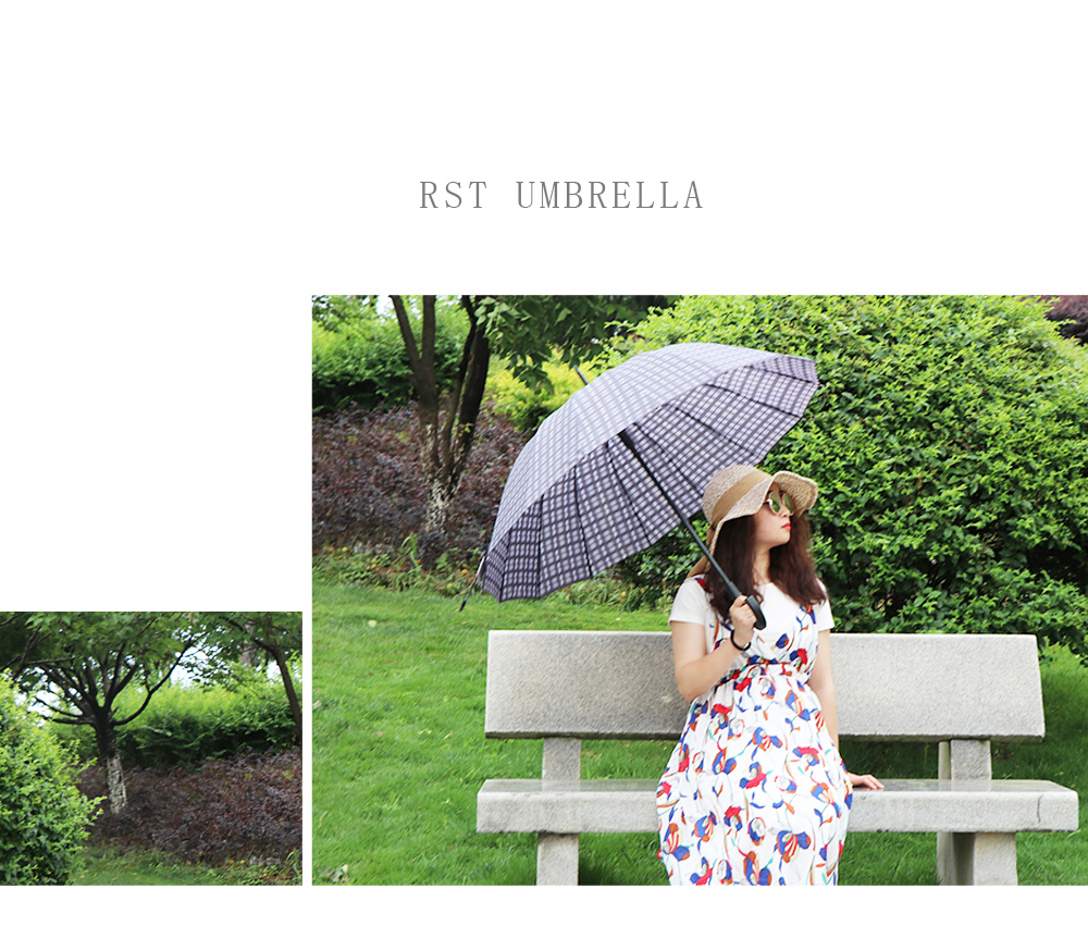 2610G dark plaid umbrella 16 bone polyester fabric umbrella handle wholesale 2610G dark plaid umbrella 16 bone polyester fabric umbrella handle wholesale