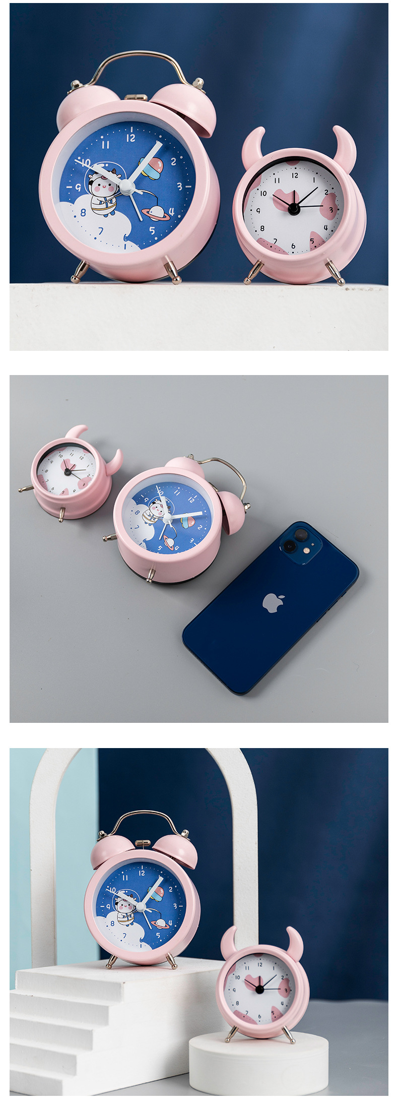 Cartoon Children's Large Volume Alarm Little Alarm Clock Primary and Secondary School Students Multi-Functional Antair Nightstand Creative Clock Ringing Bell Cartoon Children's Large Volume Alarm Little Alarm Clock Primary and Secondary School Students Multi-Functional Antair Nightstand Creative Clock Ringing Bell