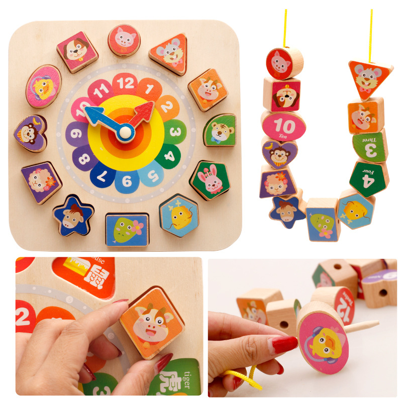 Children&#039;s Educational Toys Beaded Twelve Zodiac Building Blocks Clock Animal Birthday Gift Stall Hot Sale New