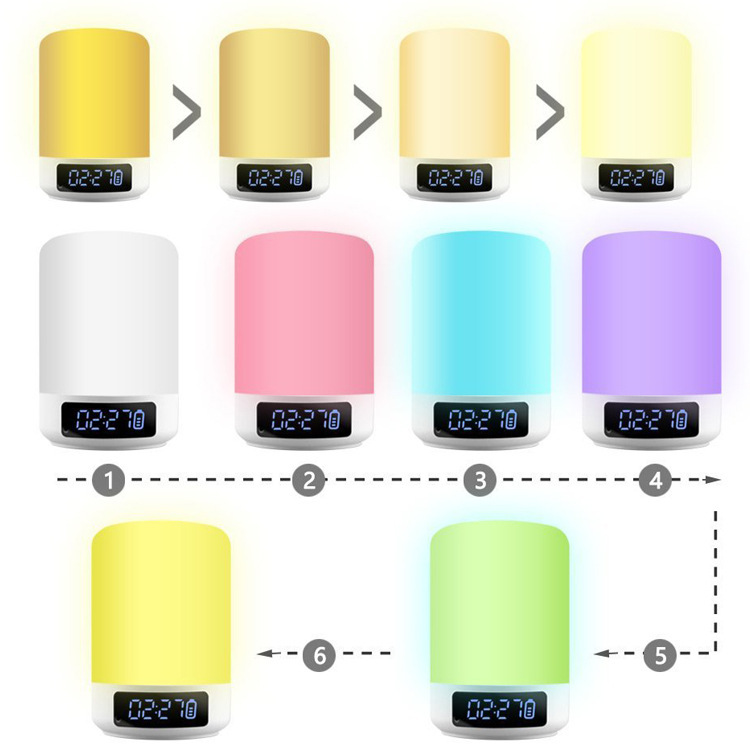 Amazon Hot Creative Wireless Bluetooth Speaker Colorful Music Alarm Clock Touch Pat Ambience Light Bedside Night Light Amazon Hot Creative Wireless Bluetooth Speaker Colorful Music Alarm Clock Touch Pat Ambience Light Bedside Night Light