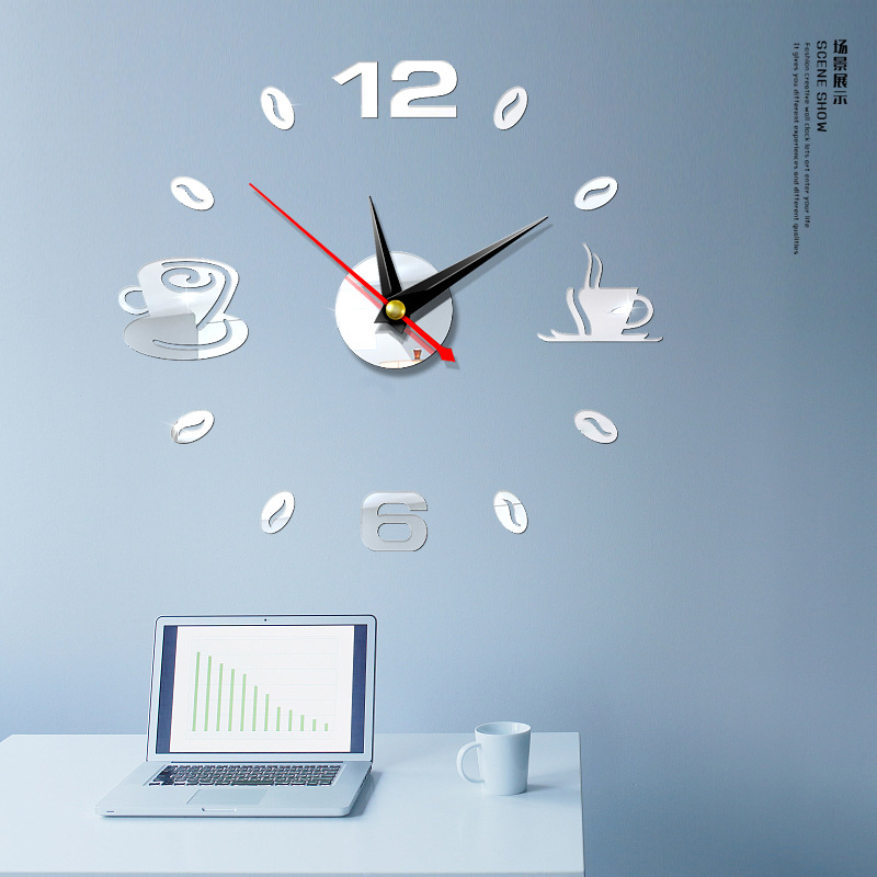 Fashion Hanging Clock Acrylic Mirror Sticker Home Diy3d Threedimensional Decorative Square Digital Clock Jcy69