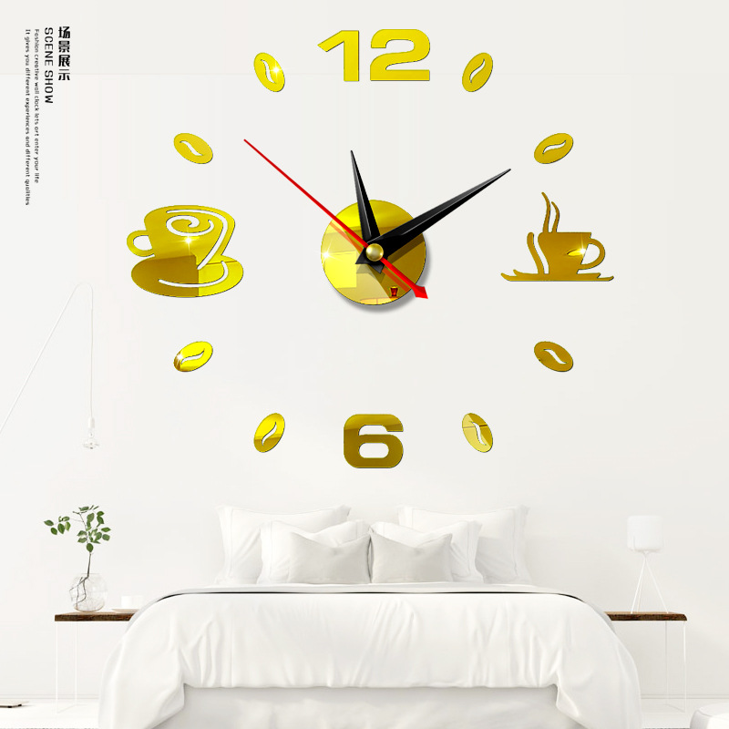 Fashion Hanging Clock Acrylic Mirror Sticker Home Diy3d Threedimensional Decorative Square Digital Clock Jcy69