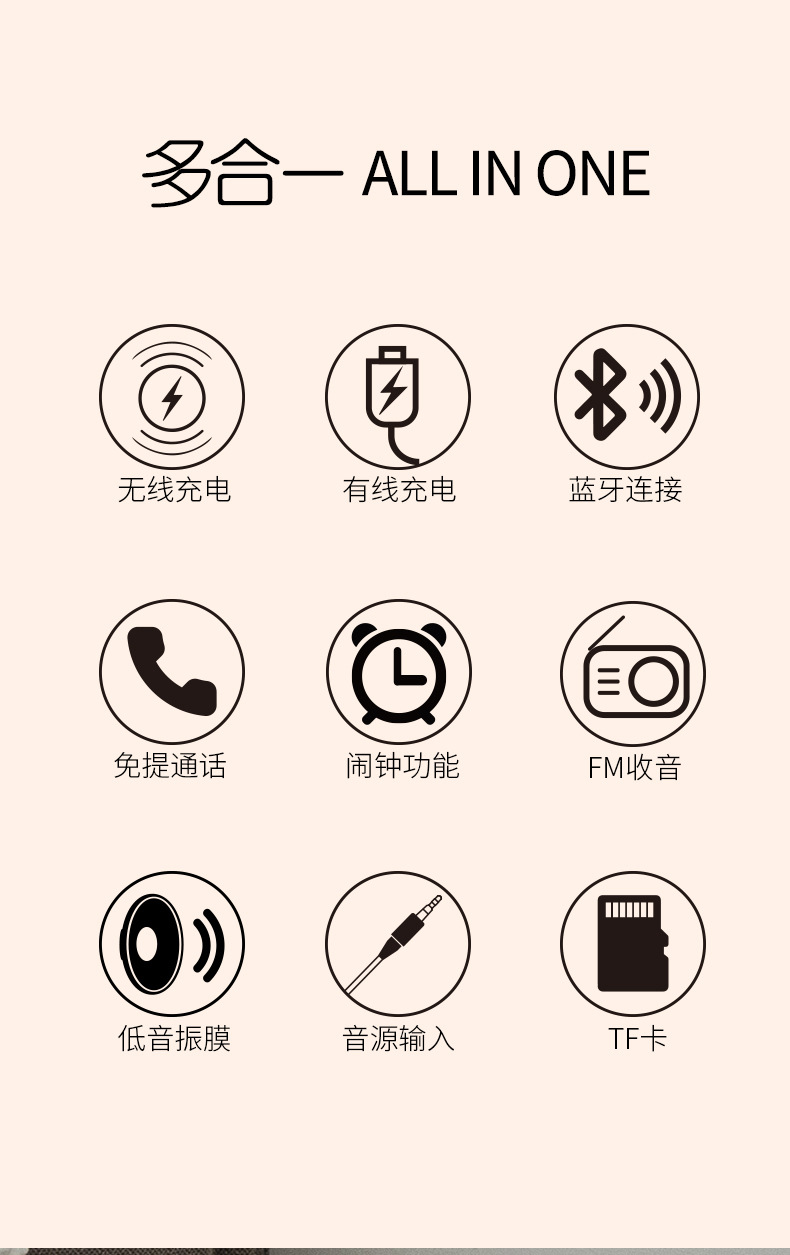 Clock Alarm Clock Radio Bass Multi-Function Bluetooth Speaker Computer Speaker with Wireless Charger Bluetooth Audio Clock Alarm Clock Radio Bass Multi-Function Bluetooth Speaker Computer Speaker with Wireless Charger Bluetooth Audio