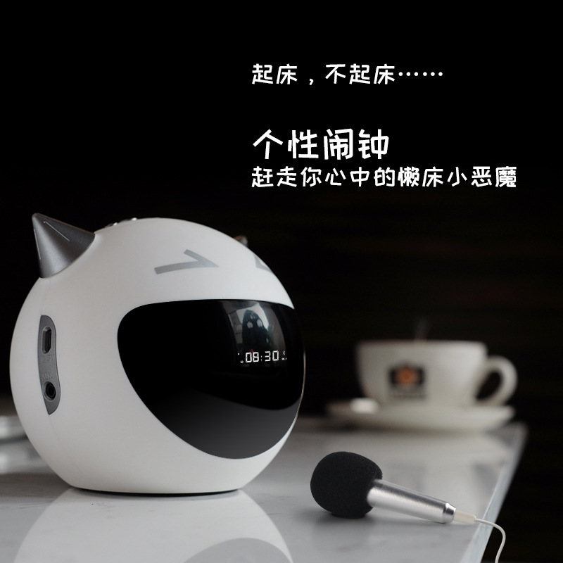 Alarm Clock Bluetooth Speaker Cartoon Couple Card Karaoke Microphone Hog Call Mini Speaker Sound Little Devil M8