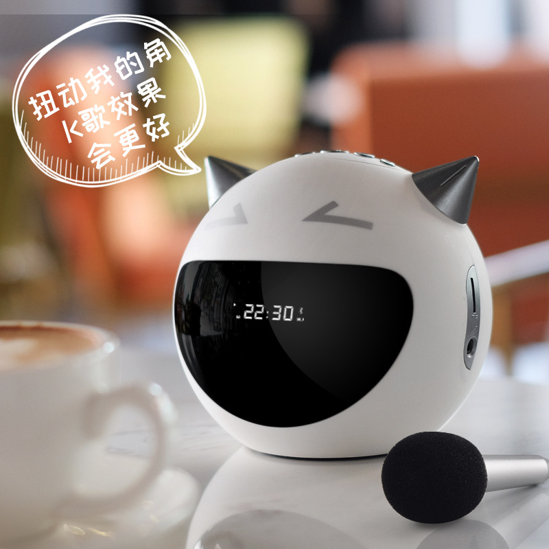 Alarm Clock Bluetooth Speaker Cartoon Couple Card Karaoke Microphone Hog Call Mini Speaker Sound Little Devil M8