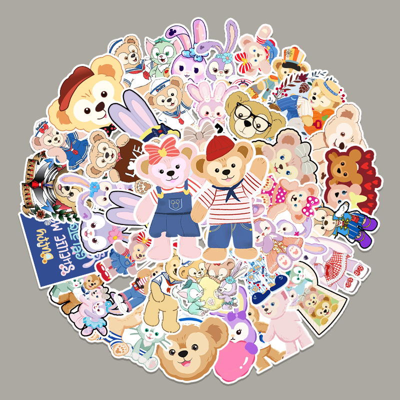 50 Duffy Bear and Star Delu Cartoon Graffiti Stickers Luggage Laptop Car Decoration Sticker