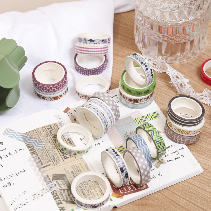 Yue Zhen Basic Decoration Series and Paper Adhesive Tape Color Plaid Dots Black and White Journal Decoration Sticker