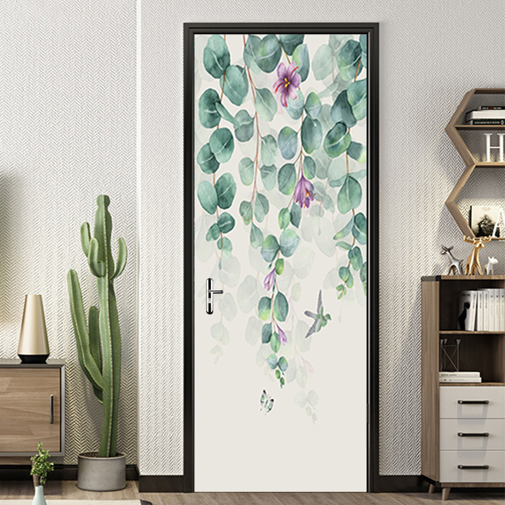 Shangyi New Product Door Sticker Foreign Trade Amazon Green Plant Flower Stickers Bedroom Home Door Decoration Renovation Wall Stickers F276 Shangyi New Product Door Sticker Foreign Trade Amazon Green Plant Flower Stickers Bedroom Home Door Decoration Renovation Wall Stickers F276