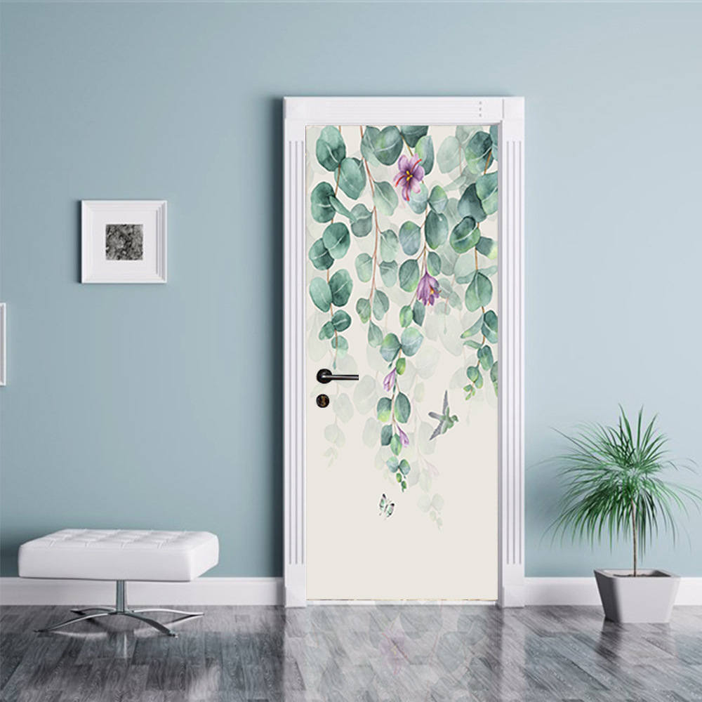 Shangyi New Product Door Sticker Foreign Trade Amazon Green Plant Flower Stickers Bedroom Home Door Decoration Renovation Wall Stickers F276 Shangyi New Product Door Sticker Foreign Trade Amazon Green Plant Flower Stickers Bedroom Home Door Decoration Renovation Wall Stickers F276