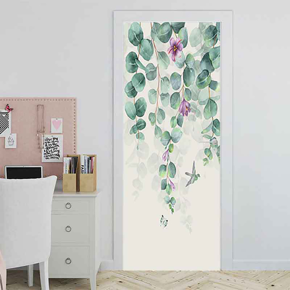 Shangyi New Product Door Sticker Foreign Trade Amazon Green Plant Flower Stickers Bedroom Home Door Decoration Renovation Wall Stickers F276 Shangyi New Product Door Sticker Foreign Trade Amazon Green Plant Flower Stickers Bedroom Home Door Decoration Renovation Wall Stickers F276