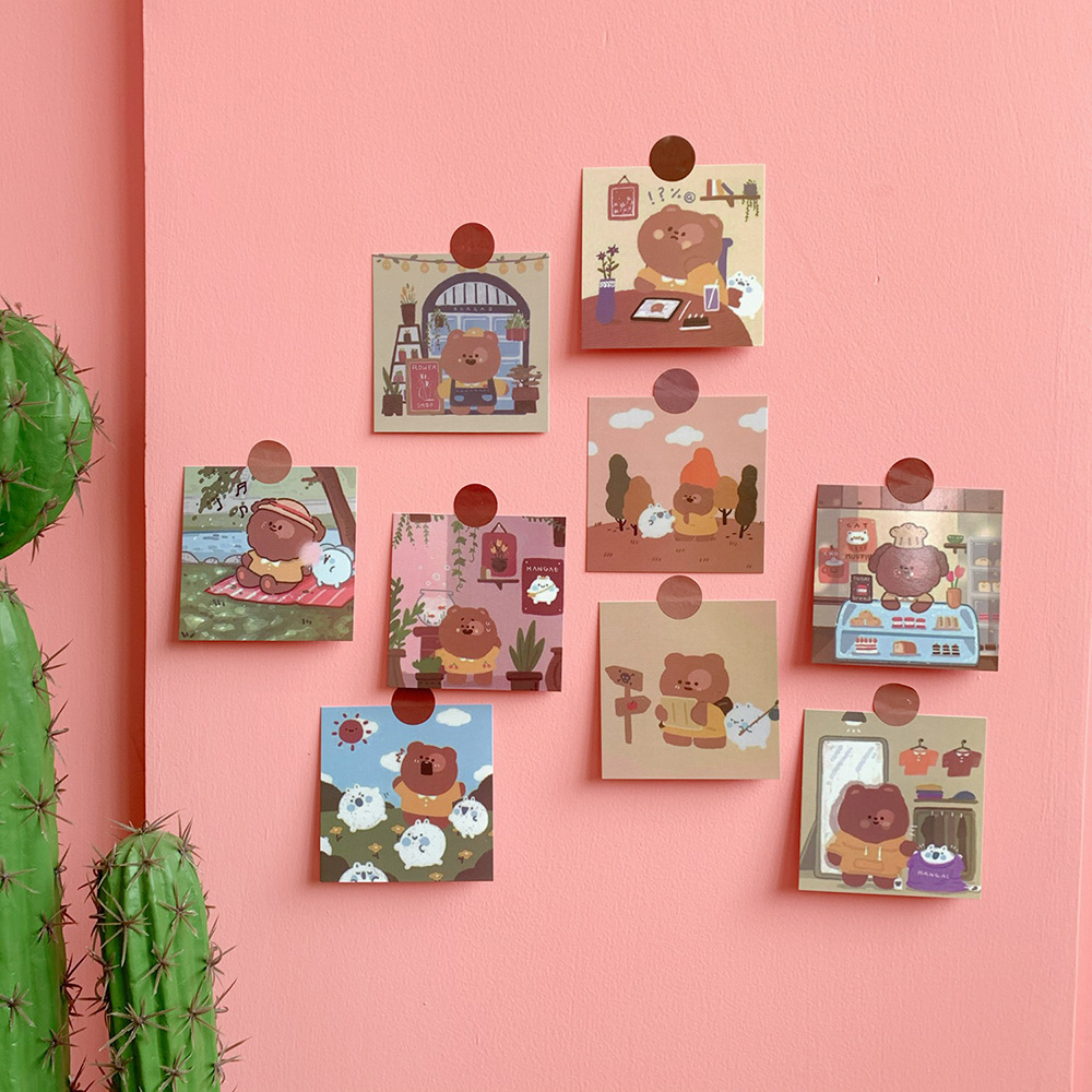 Japanese Cute Ins Candy Bear Wall Painting Office Bedroom Decoration Card Bear Sticker Card Girl Heart