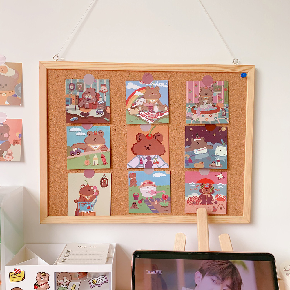 Japanese Cute Ins Candy Bear Wall Painting Office Bedroom Decoration Card Bear Sticker Card Girl Heart
