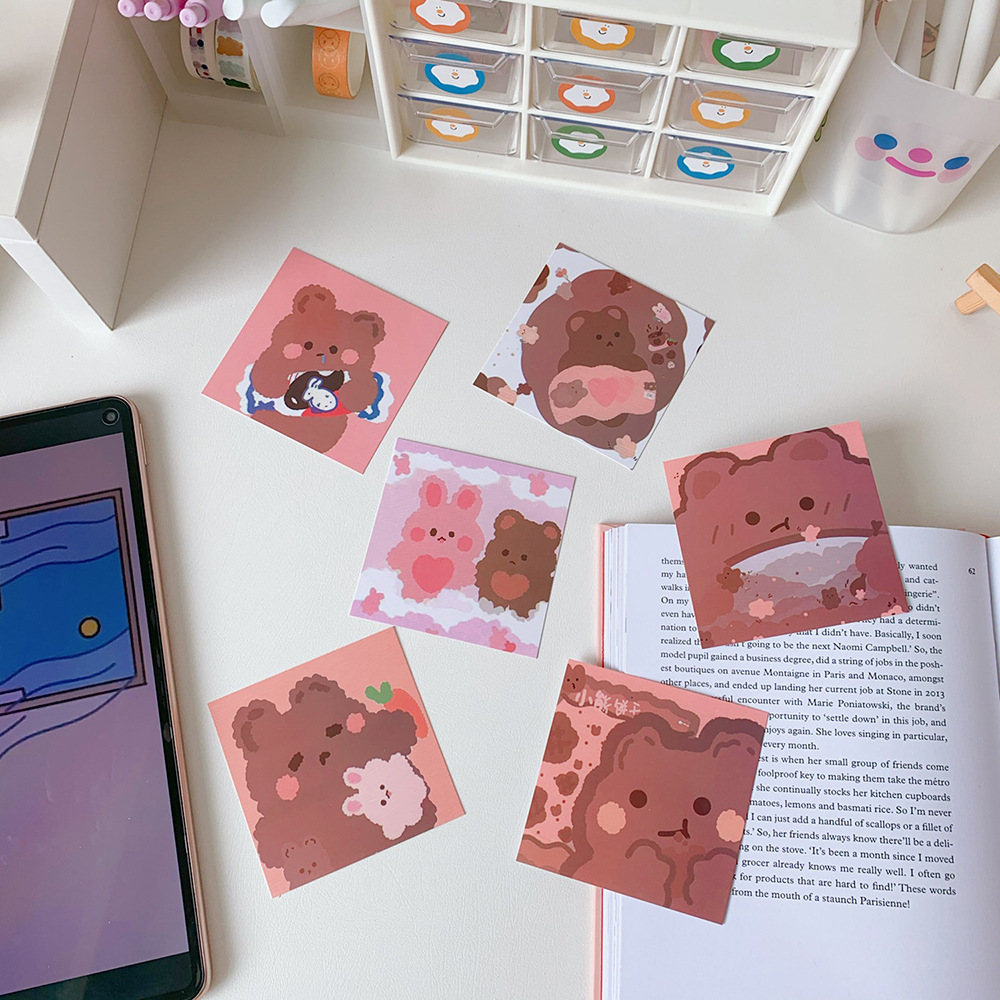 Japanese Cute Ins Candy Bear Wall Painting Office Bedroom Decoration Card Bear Sticker Card Girl Heart