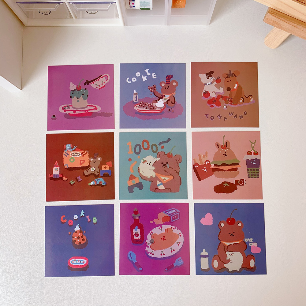 Japanese Cute Ins Candy Bear Wall Painting Office Bedroom Decoration Card Bear Sticker Card Girl Heart