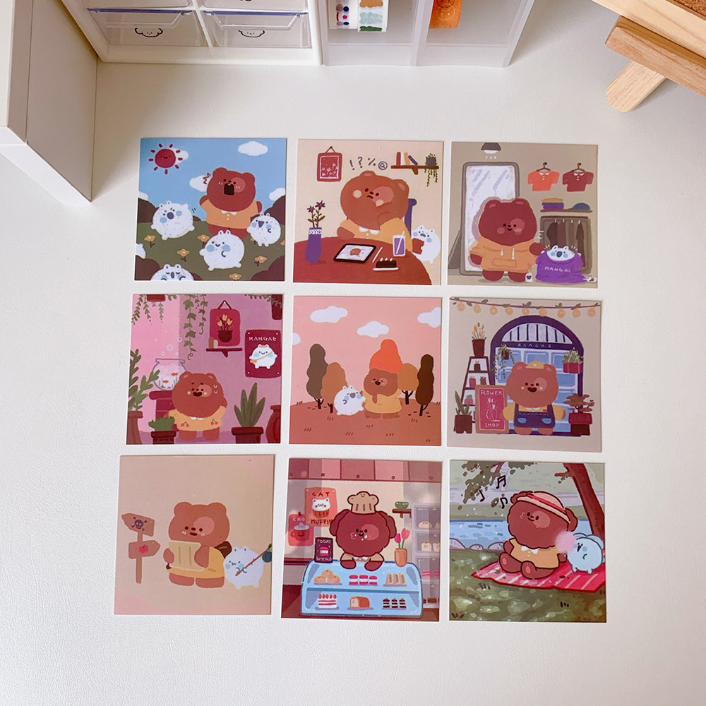Japanese Cute Ins Candy Bear Wall Painting Office Bedroom Decoration Card Bear Sticker Card Girl Heart