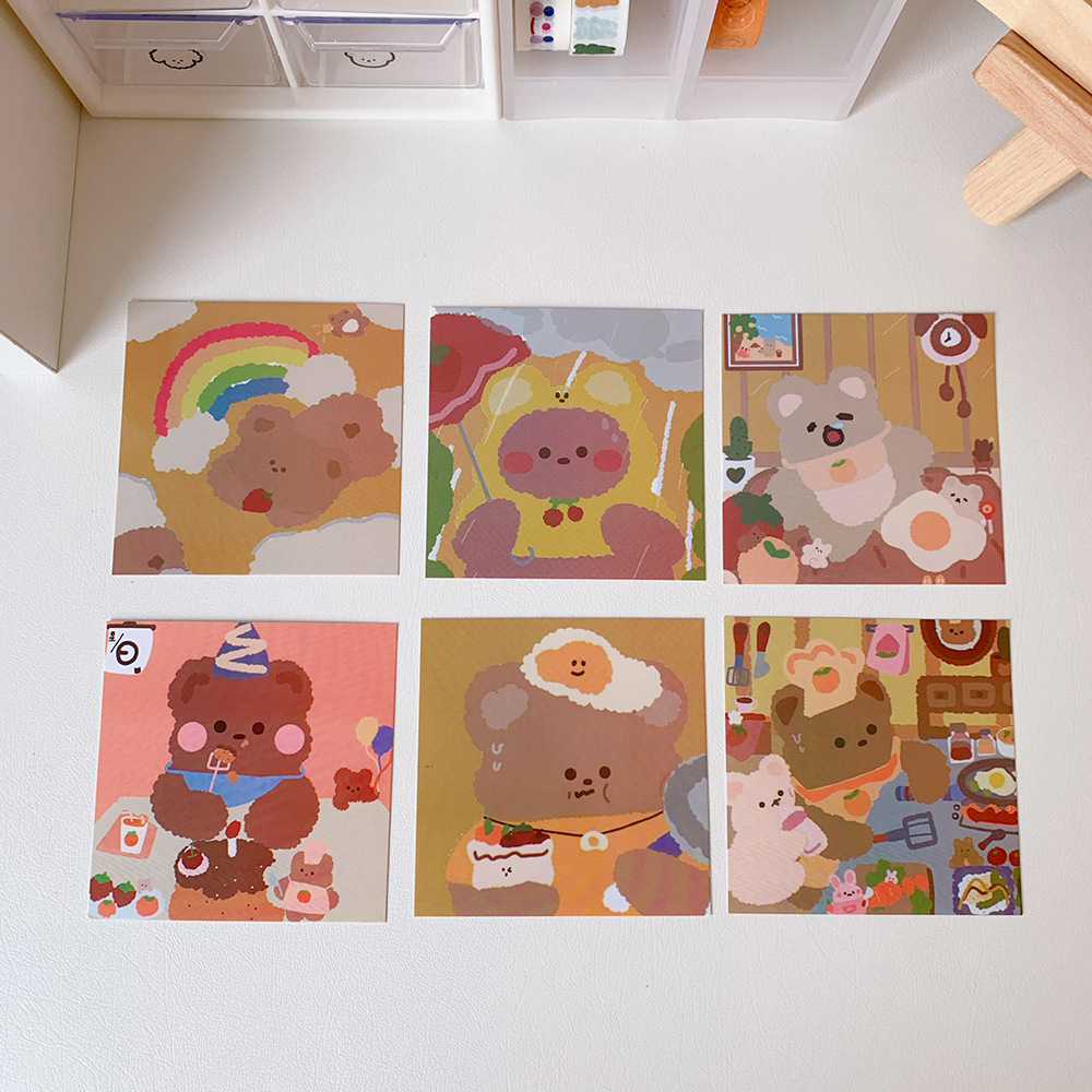 Japanese Cute Ins Candy Bear Wall Painting Office Bedroom Decoration Card Bear Sticker Card Girl Heart