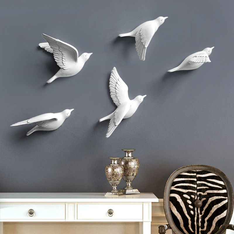 Modern Living Room Three-Dimensional Bird Wall Decoration and Wall Hanging Wall Sticker Creative Living Room Hallway Sofa Background Wall Decorative Crafts