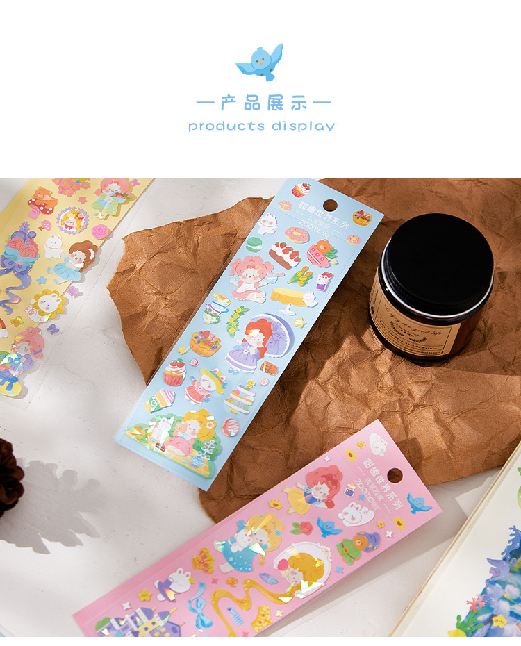 Flat Sticker Sweet World Series Cute Ins Collage Decoration Fresh Journal DIY 8 Flat Sticker Sweet World Series Cute Ins Collage Decoration Fresh Journal DIY 8