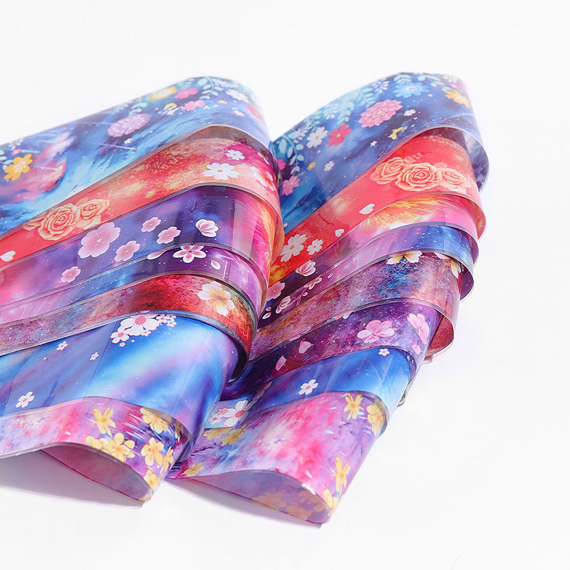 Cross-Border New Arrival Nail Art Flower Starry Sky Series Transfer Paper Internet Celebrity Nail Sticker Flower Laser Starry Sky Paper Decoration