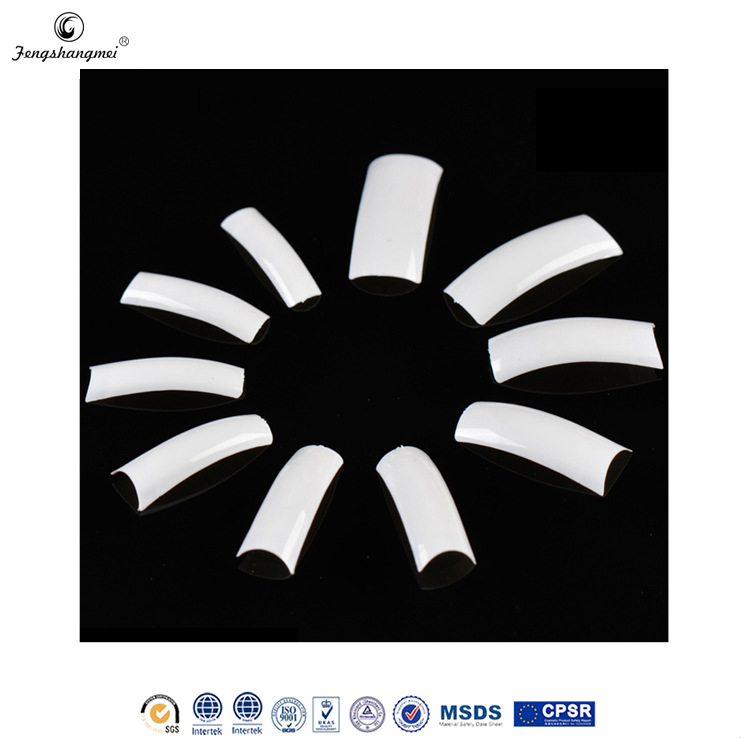 Foreign Trade Sarongjia Long Flat Head Fake Nails Curved Mouth Semi-Nail Sticky Wear Nail Sticker DIY Decoration Nail Shaped Piece Wholesale