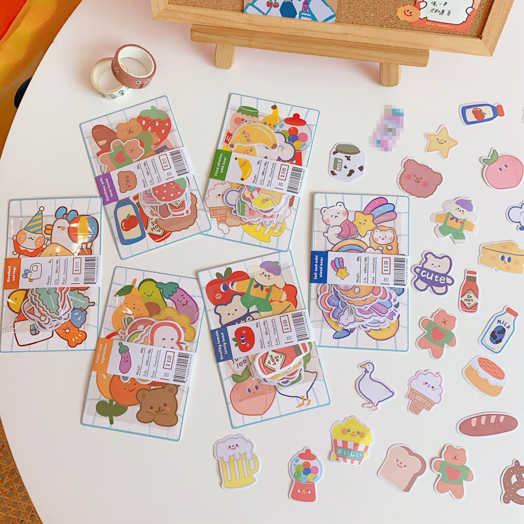 Korean Style Ins Cartoon Cute Soft Candy Bear Hand Ledger Sticker Creative Mobile Phone Decoration Material Stickers Transparent Decoration