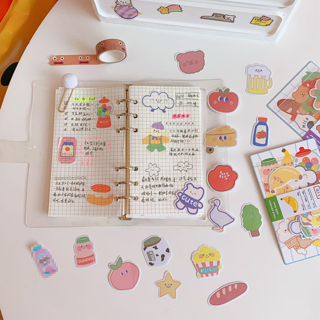 Korean Style Ins Cartoon Cute Soft Candy Bear Hand Ledger Sticker Creative Mobile Phone Decoration Material Stickers Transparent Decoration