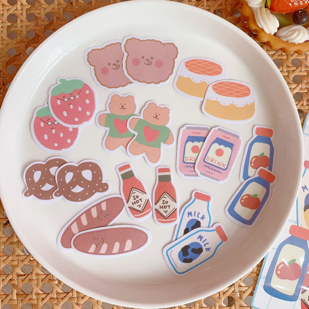 Korean Style Ins Cartoon Cute Soft Candy Bear Hand Ledger Sticker Creative Mobile Phone Decoration Material Stickers Transparent Decoration