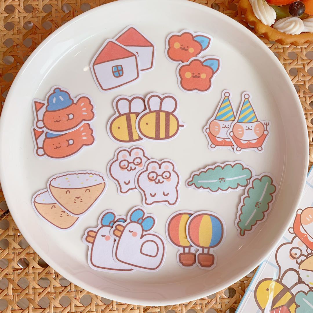 Korean Style Ins Cartoon Cute Soft Candy Bear Hand Ledger Sticker Creative Mobile Phone Decoration Material Stickers Transparent Decoration