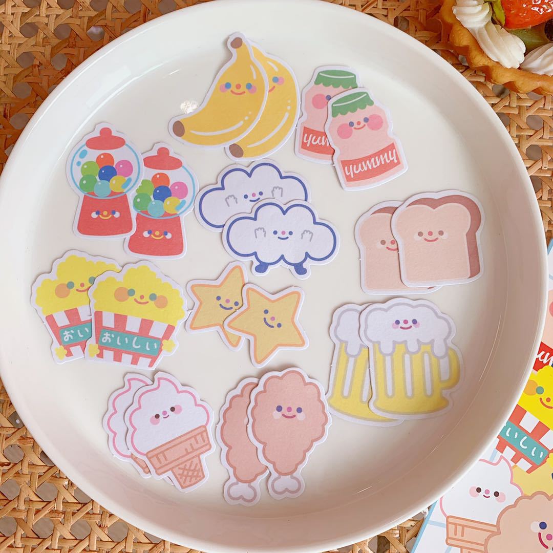 Korean Style Ins Cartoon Cute Soft Candy Bear Hand Ledger Sticker Creative Mobile Phone Decoration Material Stickers Transparent Decoration