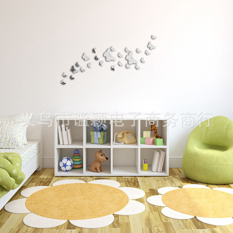 AliExpress Creative Acrylic Butterfly Mirror Pattern Sticker DIY Living Room Bedroom Backgrund Wall Decoration Stickers Wholesale