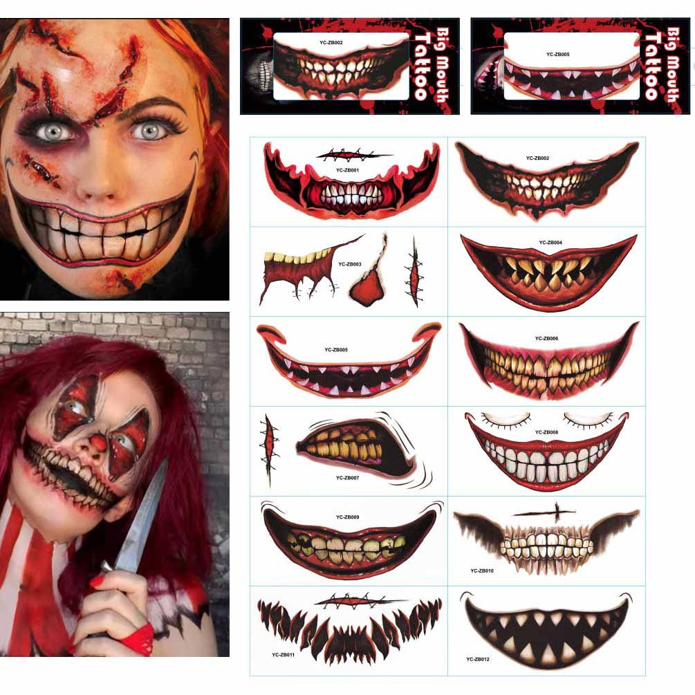 Factory Direct Sales Halloween Mouth Tattoo Sticker Lip DIY Decoration Big Mouth Tattoos Factory Direct Sales Halloween Mouth Tattoo Sticker Lip DIY Decoration Big Mouth Tattoos