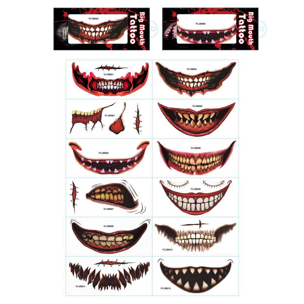 Factory Direct Sales Halloween Mouth Tattoo Sticker Lip DIY Decoration Big Mouth Tattoos Factory Direct Sales Halloween Mouth Tattoo Sticker Lip DIY Decoration Big Mouth Tattoos