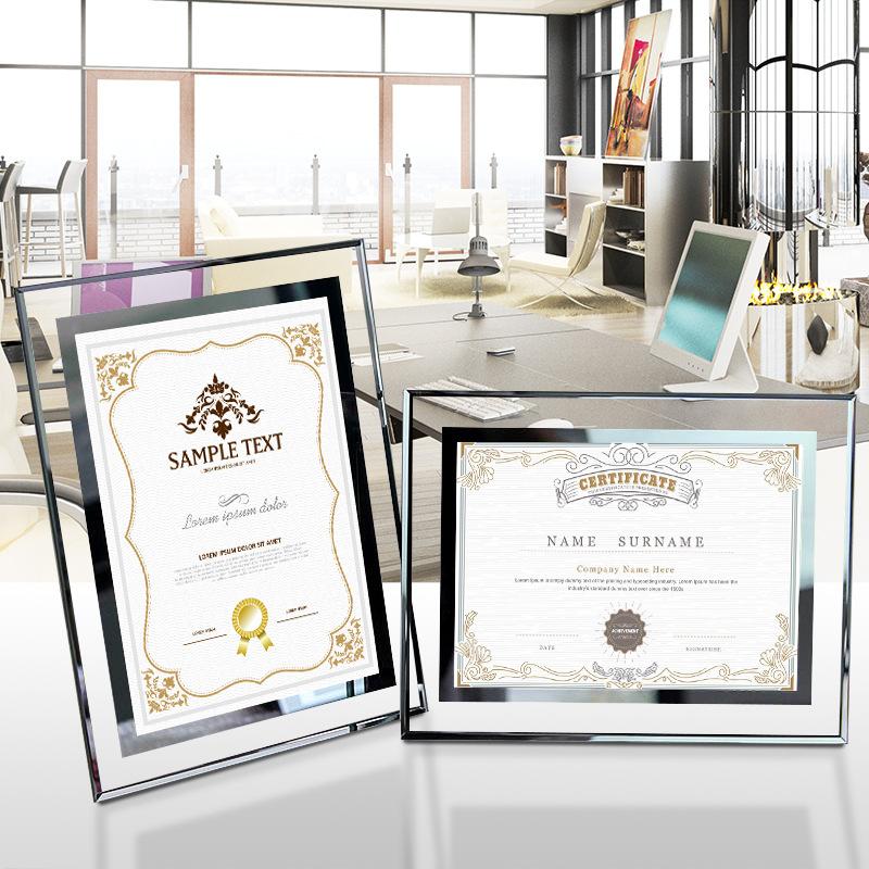 A4 Honor Certificate Frame Commendation Frame Wall-Mounted Letter of Appointment Award-Winning Creative Crystal Glass Photo Frame Authorization Box